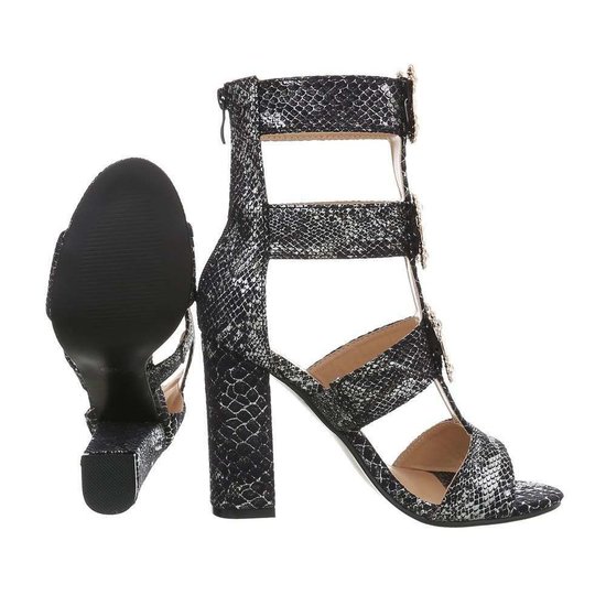 Zwarte snake print sandaal Cameo.
