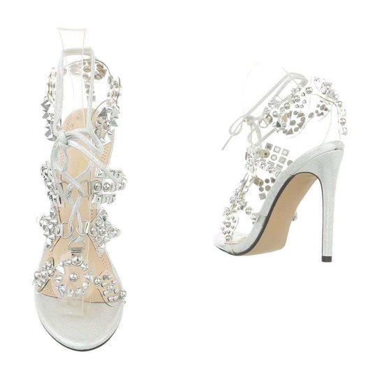 Miah sandales argent, hauts talons. 