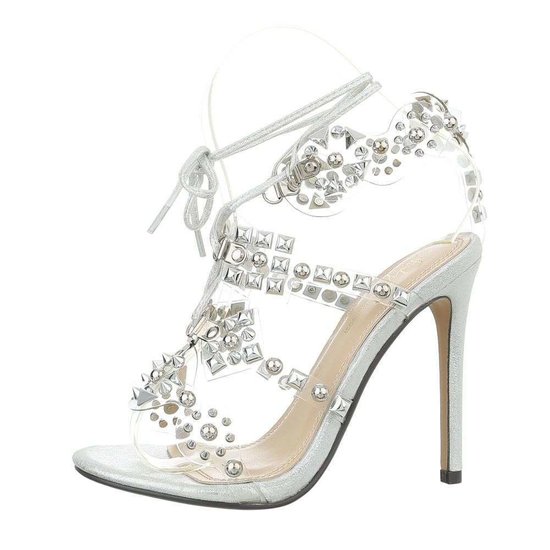 Miah sandales argent, hauts talons. 