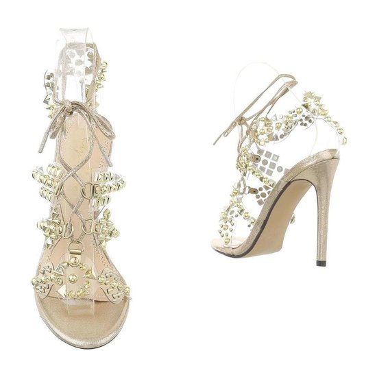Miah sandales or, hauts talons. 