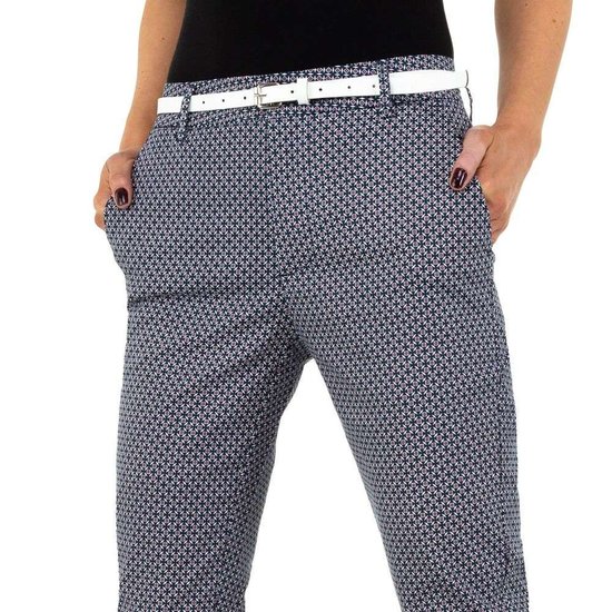 Classy licht blauwe chino broek met print.