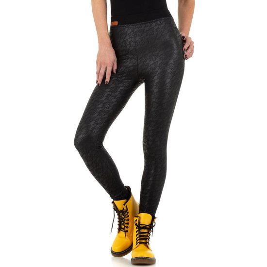 Fashion zwarte legging met motief.