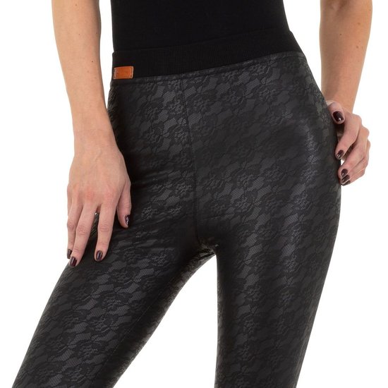 Fashion zwarte legging met motief.