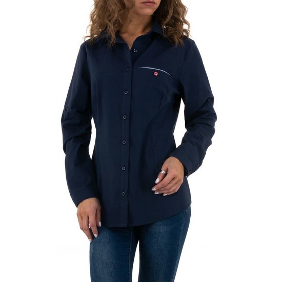 Casual donker blauwe longblouse.