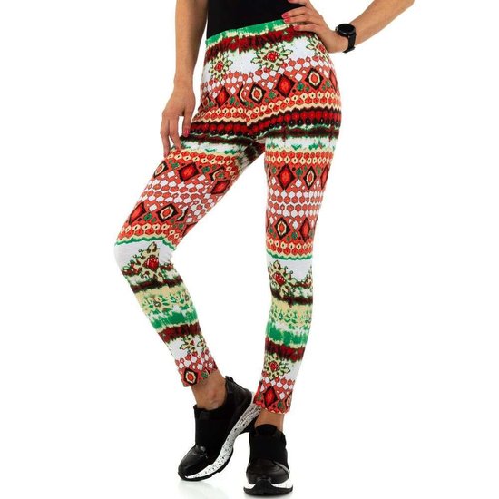 Rode legging met motief.