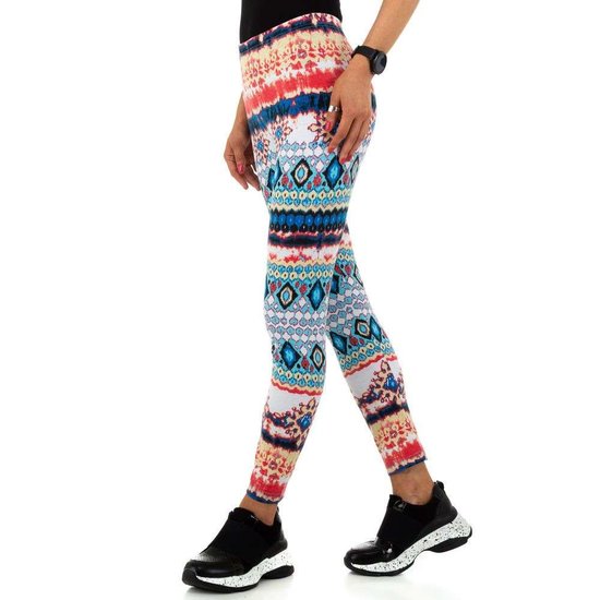 Blauwe legging met bohemian motief.