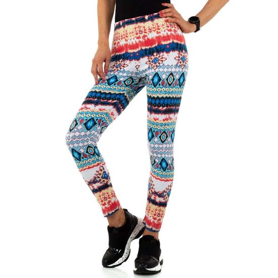 Blauwe legging met bohemian motief.
