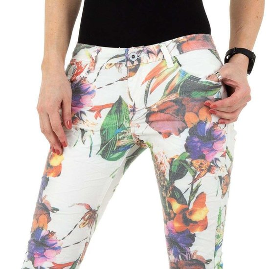 Fashion witte jeans floral.