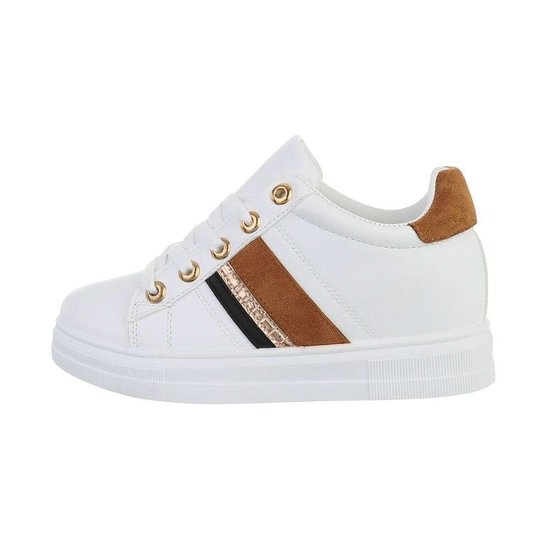 Wit-camel hoge sneaker Kila.