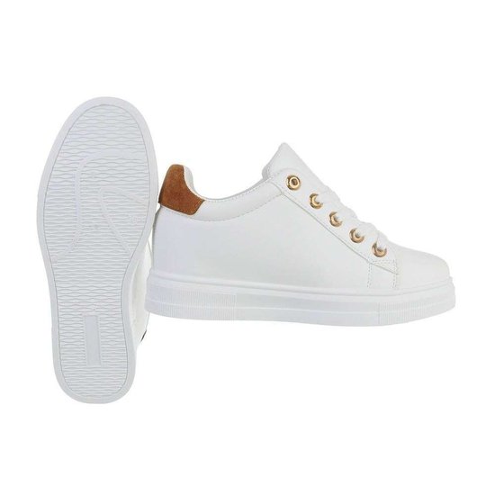 Wit-camel hoge sneaker Kila.