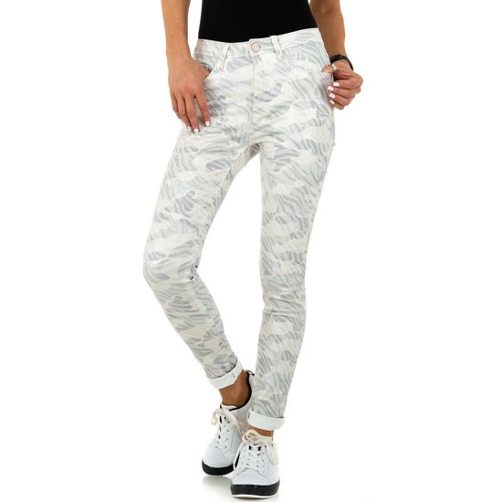 Trendy wit/zilveren camou jeans.