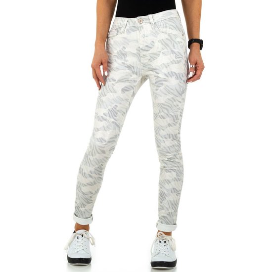 Trendy wit/zilveren camou jeans.