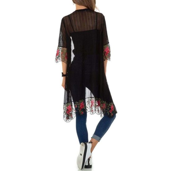 Transparante zwarte kimono.