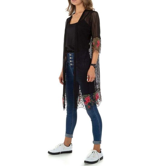 Transparante zwarte kimono.