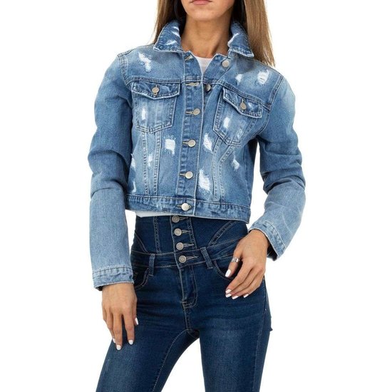 Korte jeans jacket destroyed.