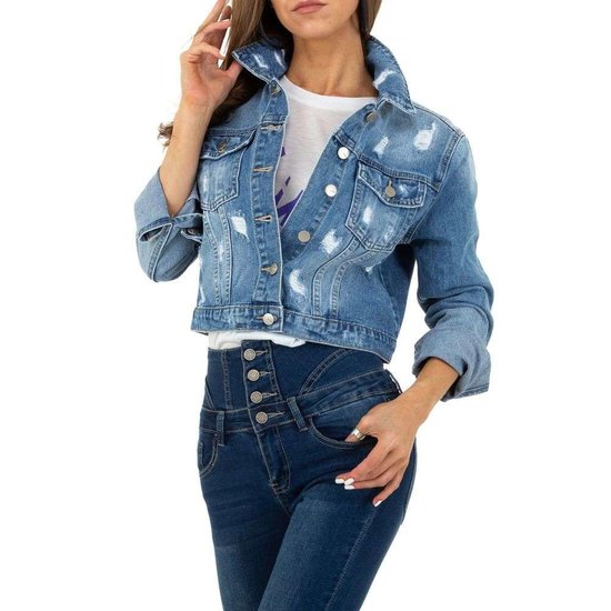 Korte jeans jacket destroyed.