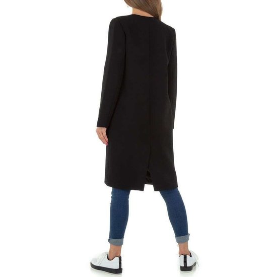 Trendy lange zwarte blazer.