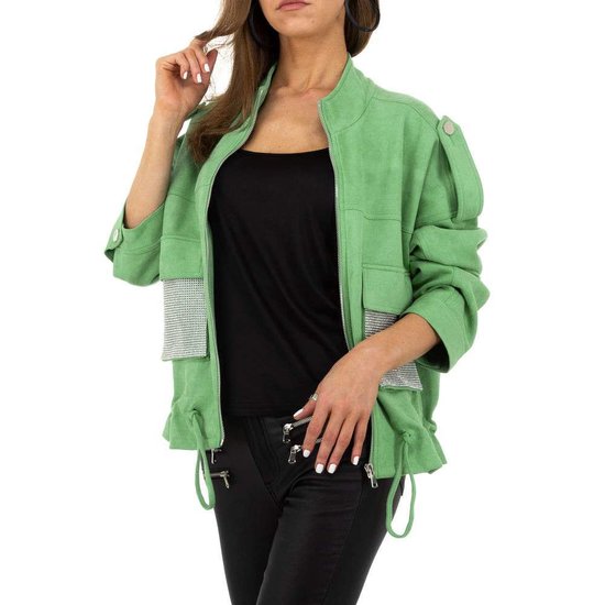 Oversized groene korte jas in velours.