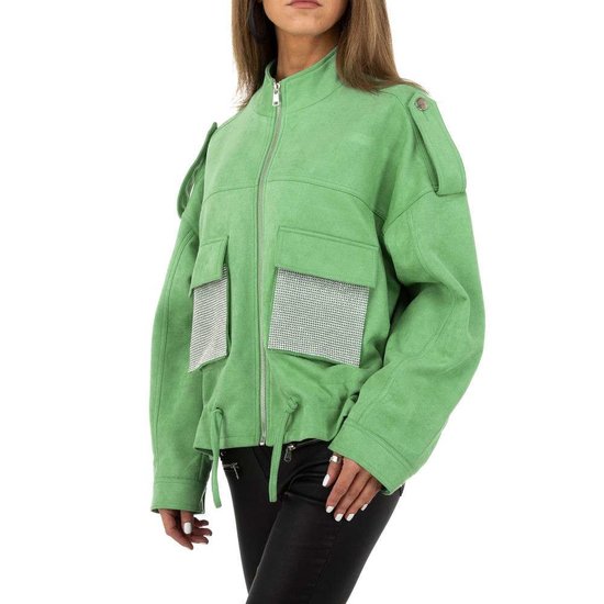 Oversized groene korte jas in velours.