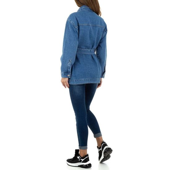 Trendy midi blue jeans jas.