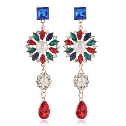 Multicoloured fashion oorbellen met bloemmotief.