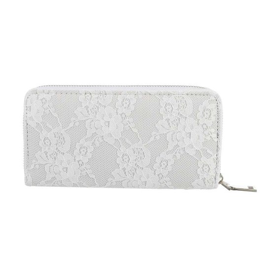Witte portemonnee met bloem motief.