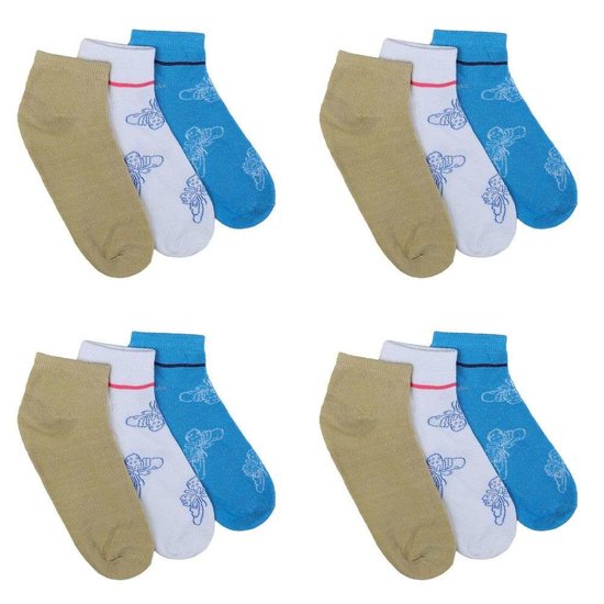 Assortiment van 12 paar dames sokken  blauw/kaki/wit. 37-41