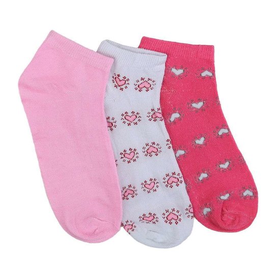 Assortiment van 12 paar dames sokken met hart rose/wit/rood.35-38
