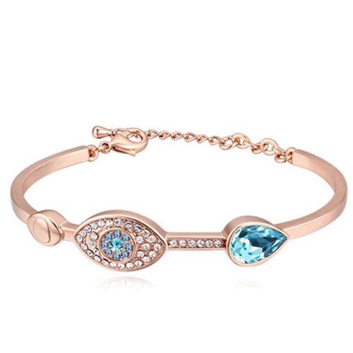 Elegante rose gouden armband met blauw motief.