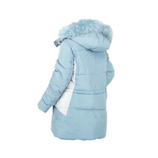 Classy lichtblauwe gewatteerde meisjes winterjas.