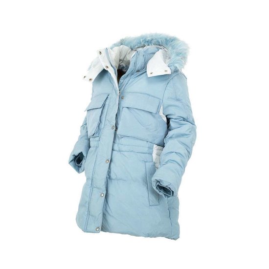 Classy lichtblauwe gewatteerde meisjes winterjas.