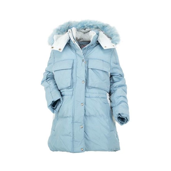 Classy lichtblauwe gewatteerde meisjes winterjas.