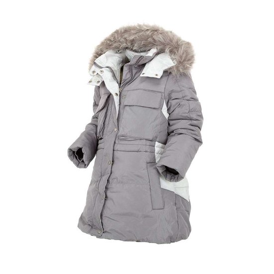 Classy grijze gewatteerde meisjes winterjas.