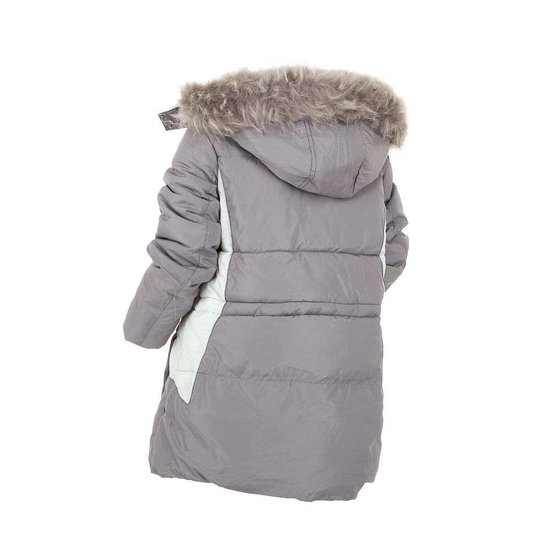 Classy grijze gewatteerde meisjes winterjas.
