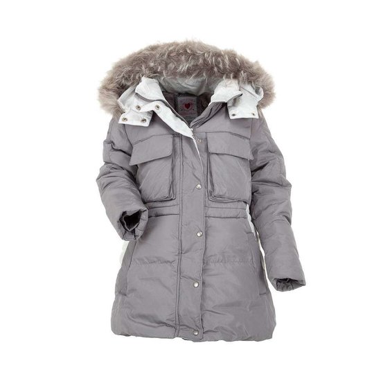 Classy grijze gewatteerde meisjes winterjas.
