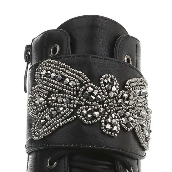 Trendy zwarte bikerboot Dila.
