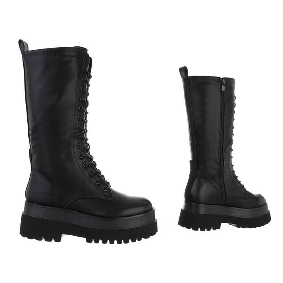 Trendy extra hoge zwarte verterboot Hana