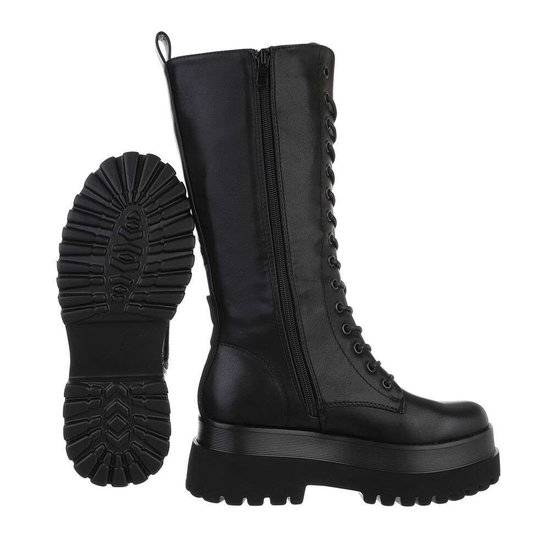 Trendy extra hoge zwarte verterboot Hana