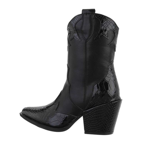 Halfhoge zwarte cowgirl laars Kriti. - Sibelle Fashion