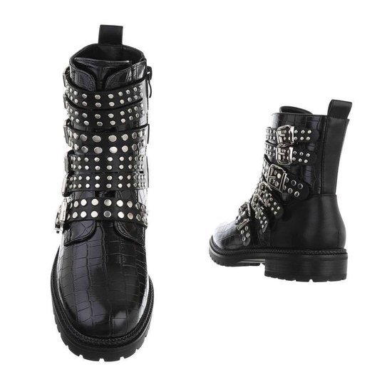 Zwarte croco print boot Davin.