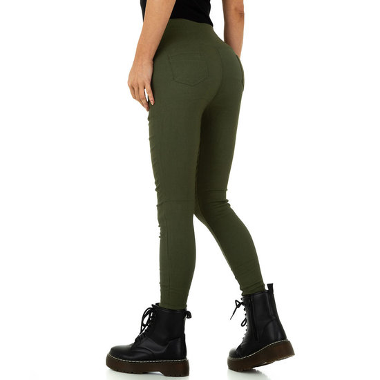 Skinny aanpassende groene hoge taille broek.