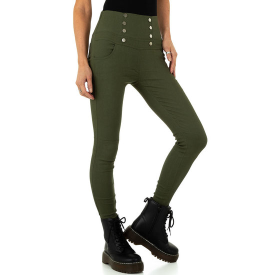 Skinny aanpassende groene hoge taille broek.