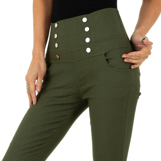 Skinny aanpassende groene hoge taille broek.