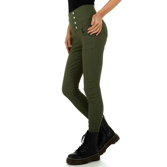 Skinny aanpassende groene hoge taille broek.