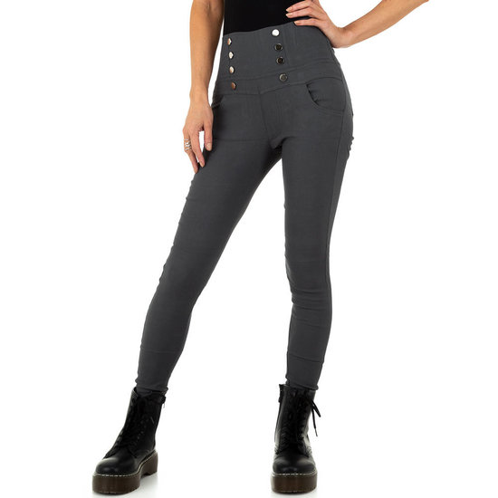 Skinny aanpassende grijze hoge taille broek.