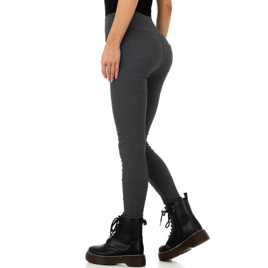 Skinny aanpassende grijze hoge taille broek.