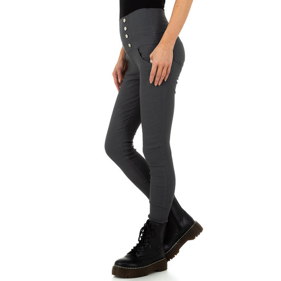 Skinny aanpassende grijze hoge taille broek.