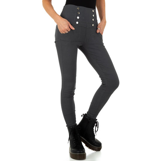 Skinny aanpassende grijze hoge taille broek.