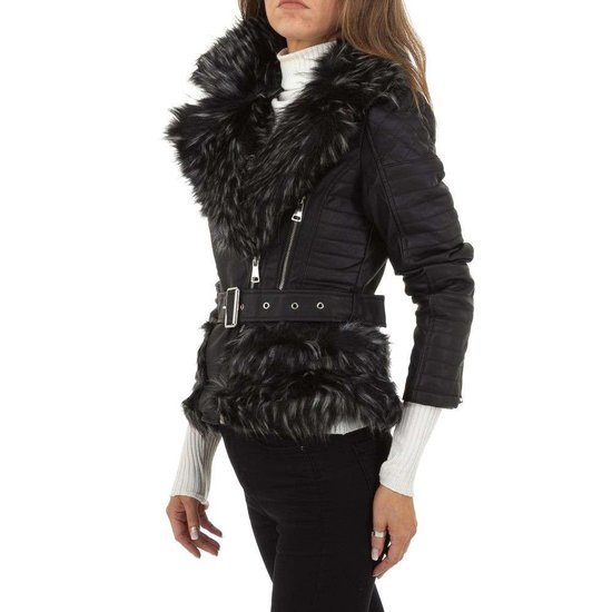 Stylish zwart/grijze leatherlook jacket.