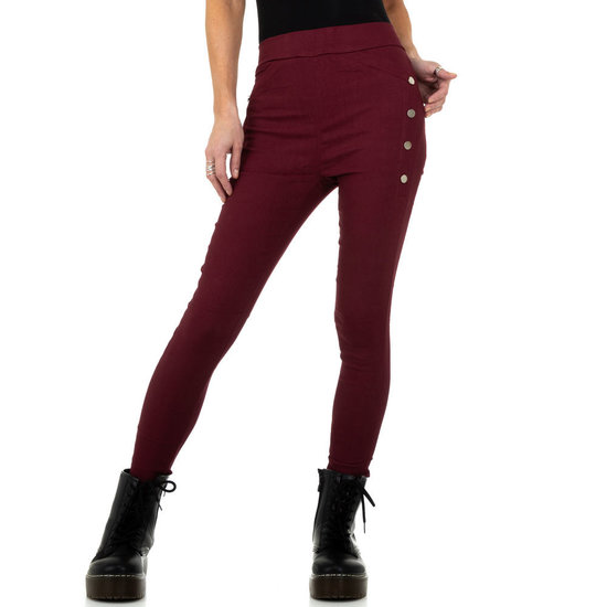 Stylish aanpassende bordeaux taille broek.